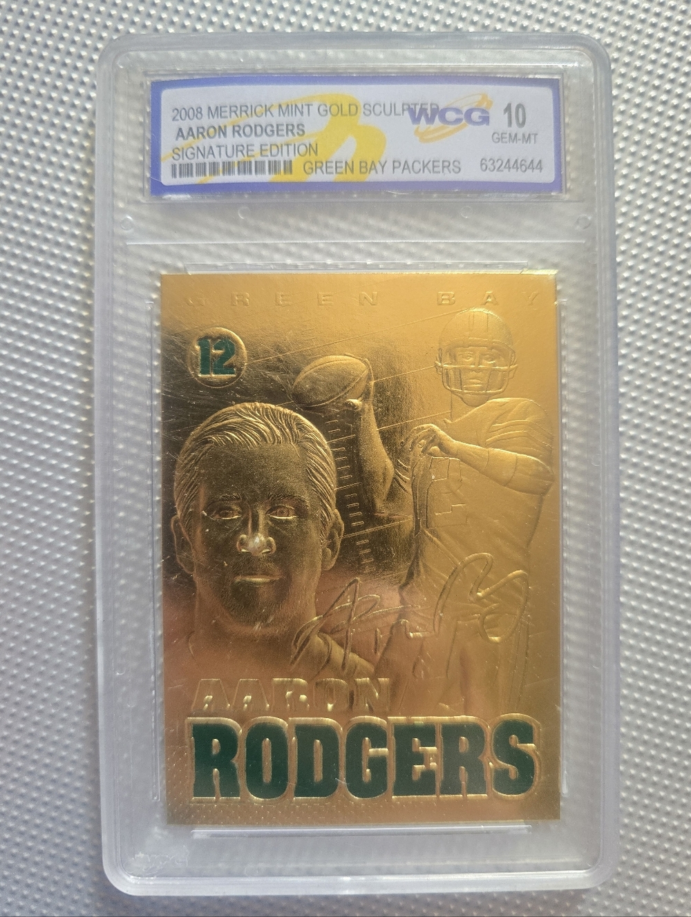 2008 Merrick Mint Gold Sculpted Aaron Rodgers Signature Edition WCG Gem 10